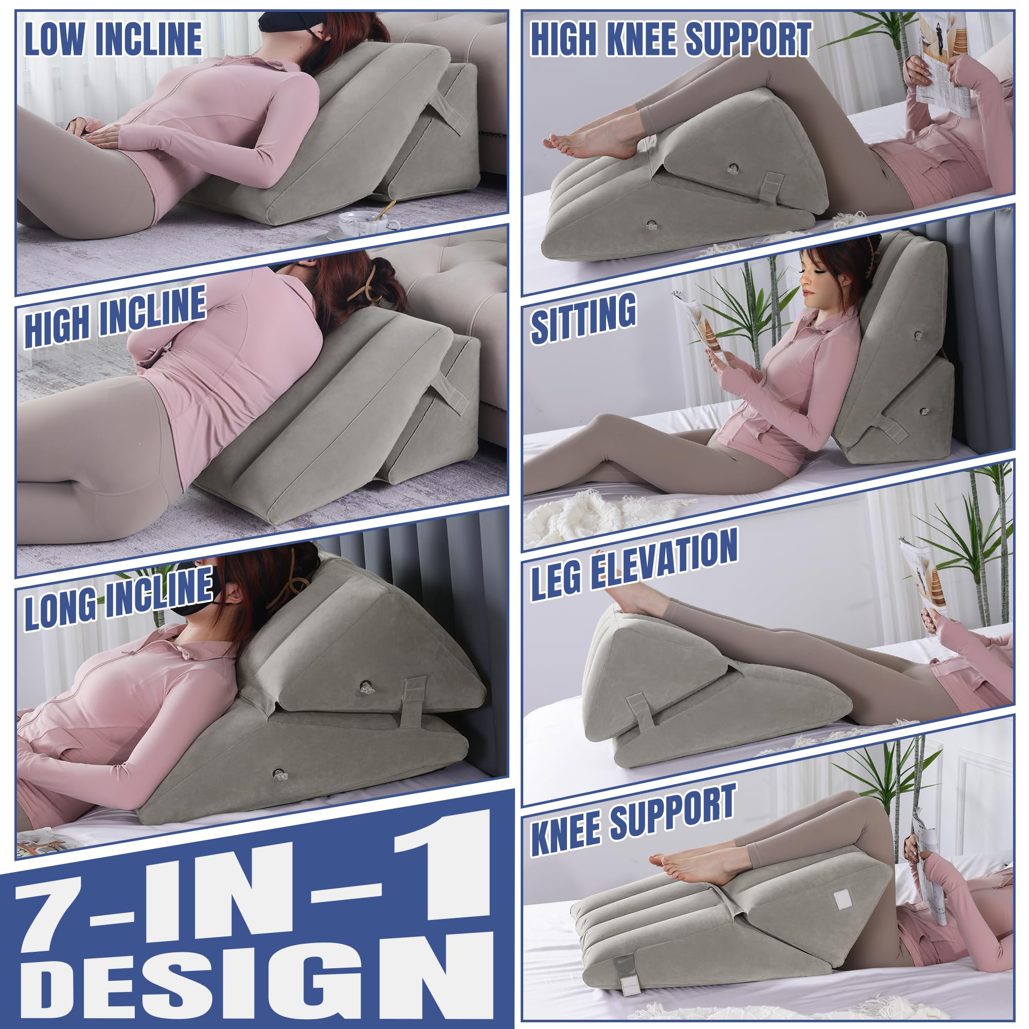 Foto 5 | Almohada Hinchable en Forma de Cuña Gris - Venta Internacional
