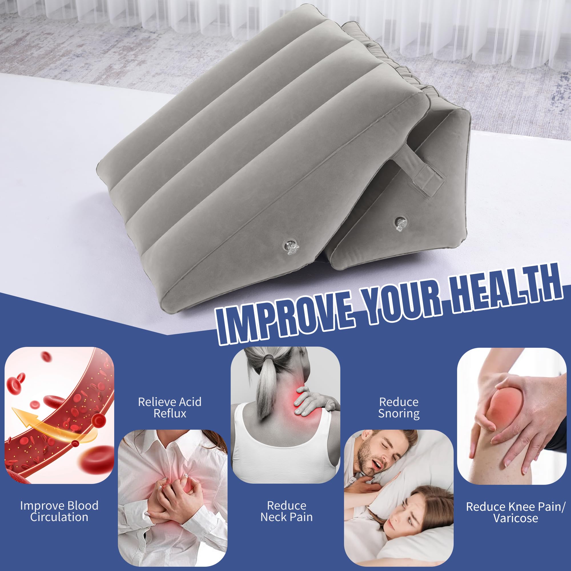 Foto 6 | Almohada Hinchable en Forma de Cuña Gris - Venta Internacional
