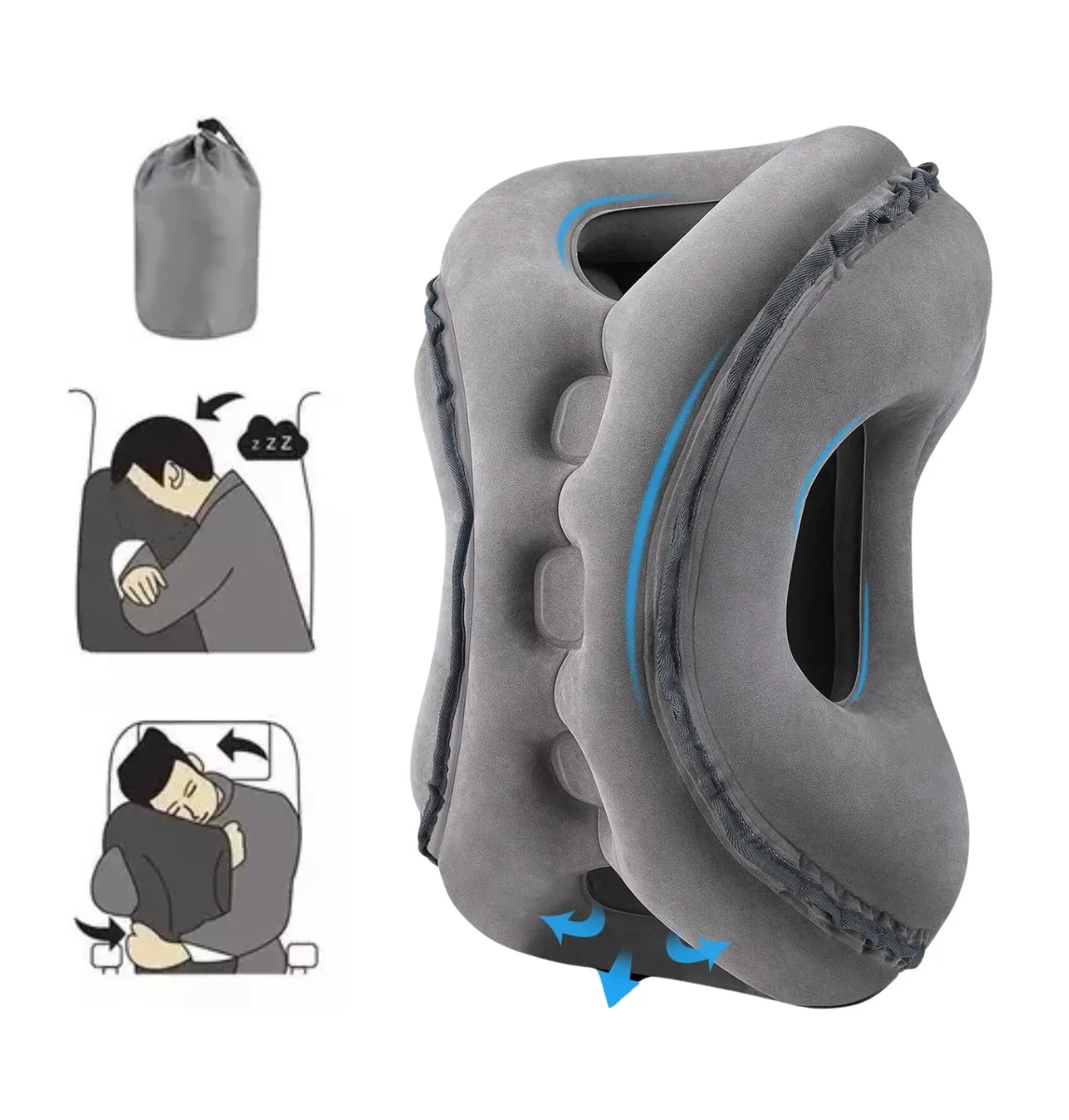 Foto 4 | Almohada De Viaje Cojín De Cuello Gris