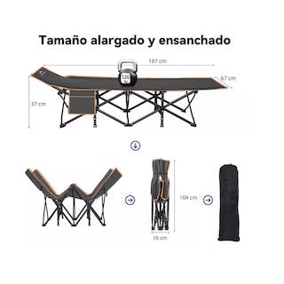 Foto 2 | Catre Plegable para Acampar Portátil Camping Eo Safe Imports Esi-14686 Gris