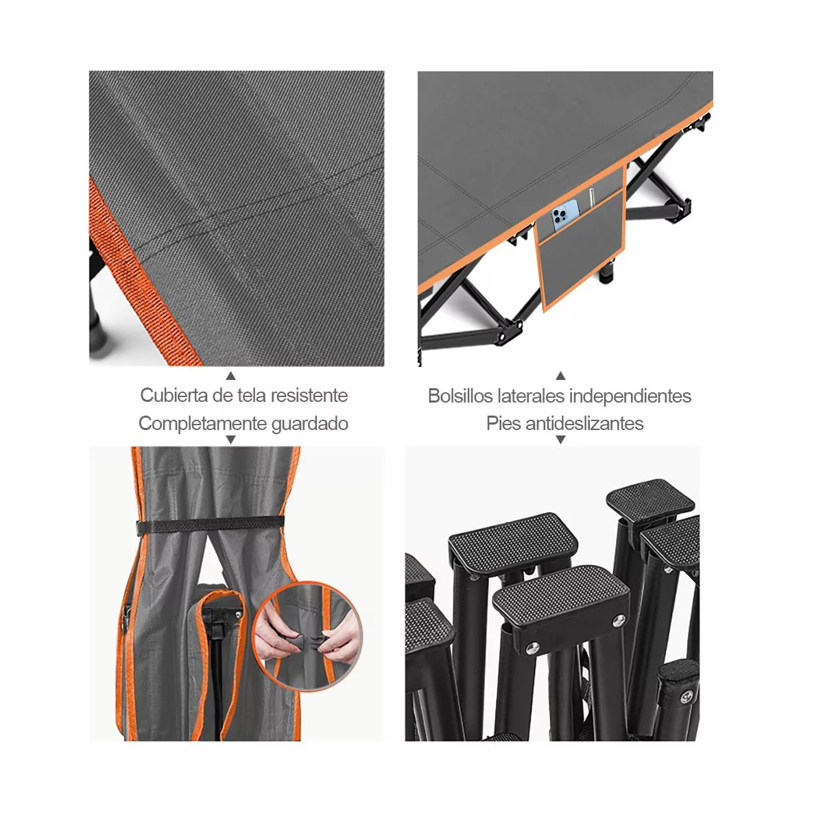 Foto 3 | Catre Plegable para Acampar Portátil Camping Eo Safe Imports Esi-14686 Gris