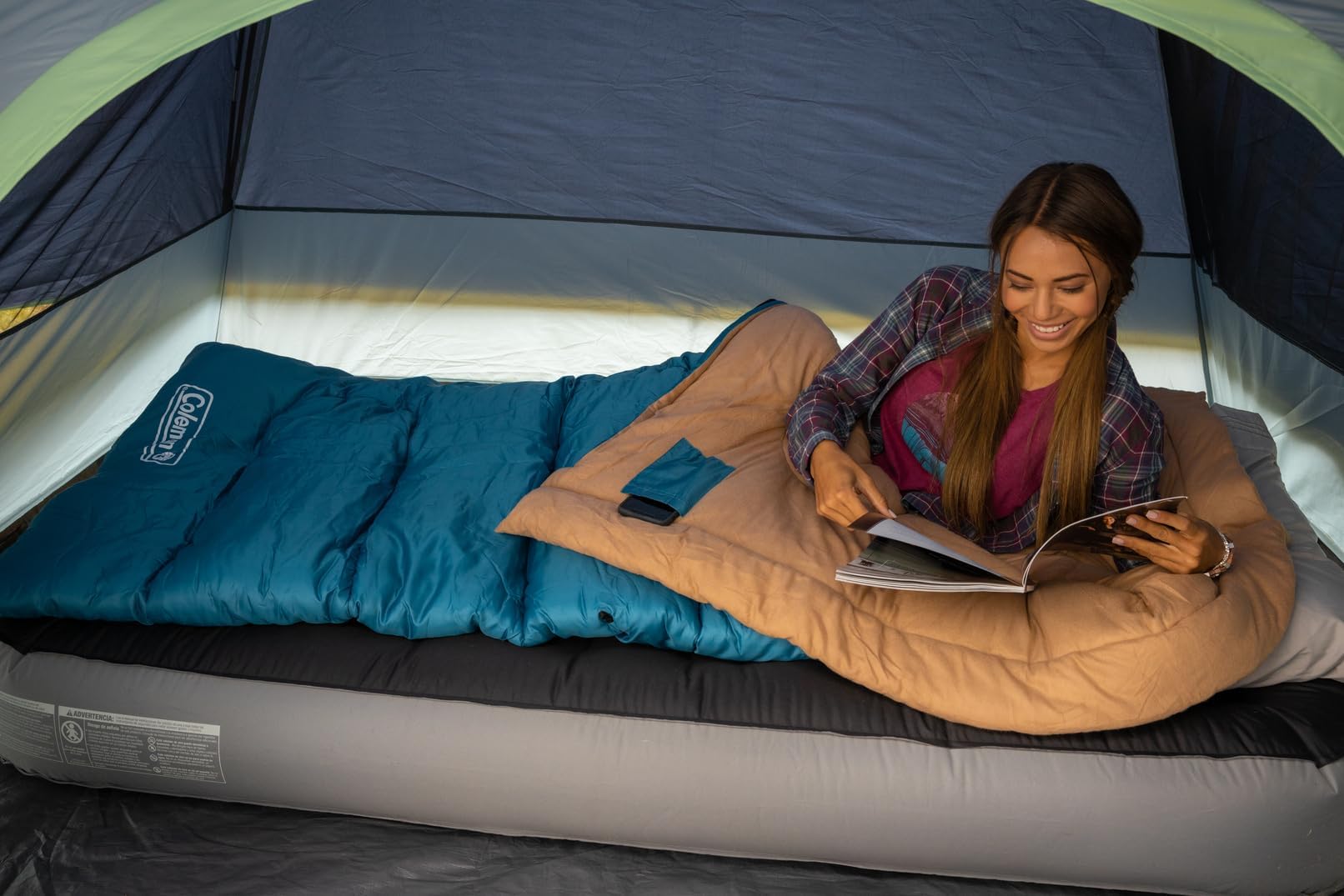 Foto 5 pulgar | Saco De Dormir Coleman Brazos 20°f Azul Para Campistas De Hasta 1,70 M - Venta Internacional.