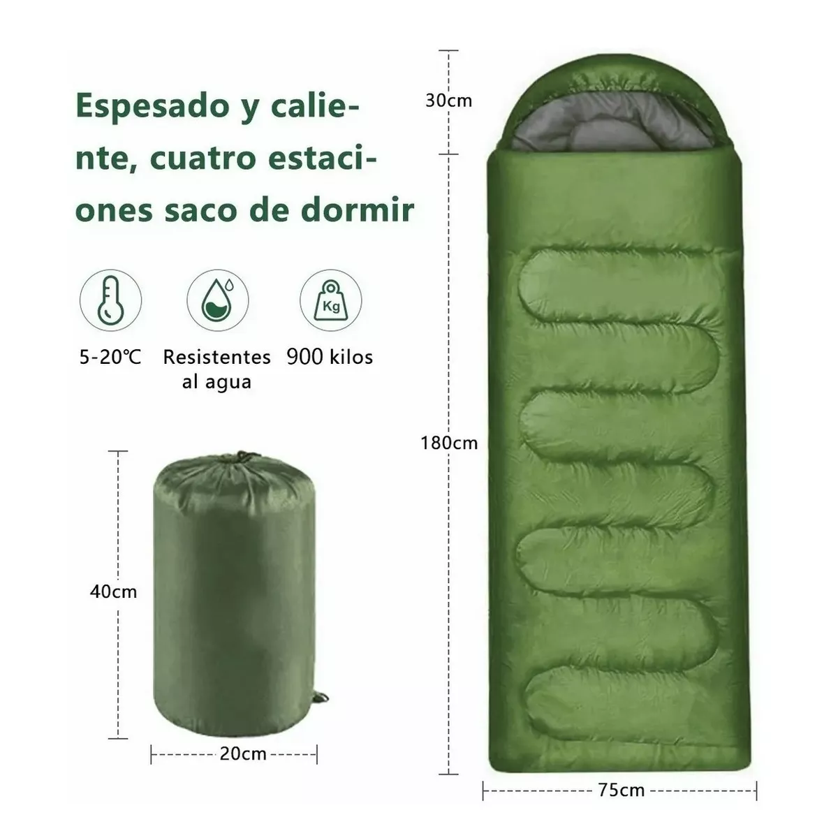 Foto 6 pulgar | Bolsa de Dormir para Acampar Eo Safe Imports Esi-6819 color Verde