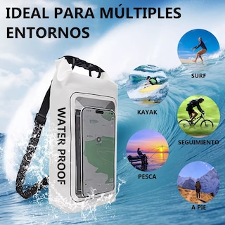 Foto 3 | Bolsa Seca 2 Litros Bolsa Impermeable Móvil De Playa Nadar Eo Safe Imports Esi-13870 Blanco