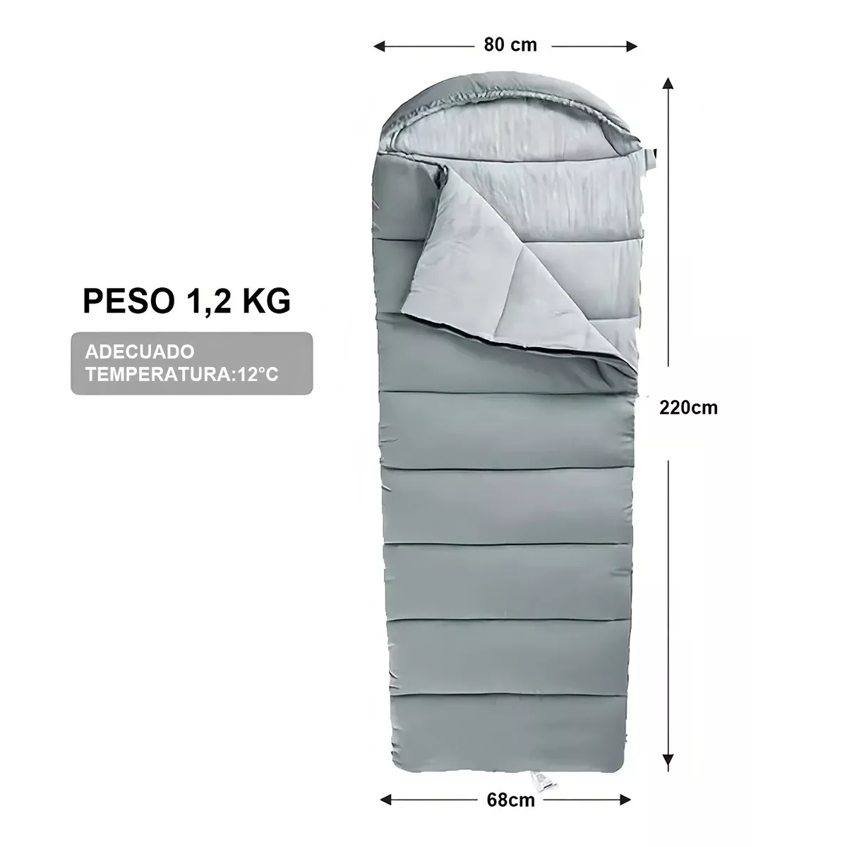 Foto 3 pulgar | Sleeping Bag Algodón Saco De Dormir Eo Safe Imports  Esi-16261 Gris