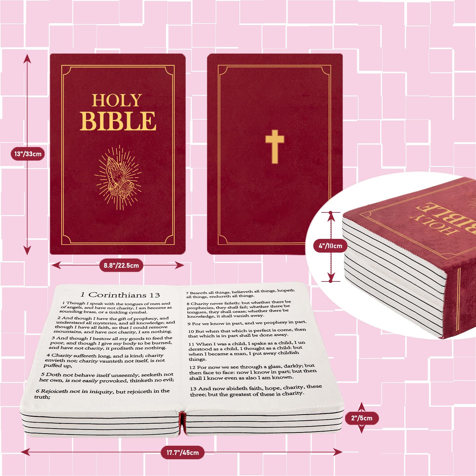 Foto 3 pulgar | Almohada De Felpa Que Se Puede Abrir Con El Libro La Santa Biblia Para Niños - Venta Internacional.