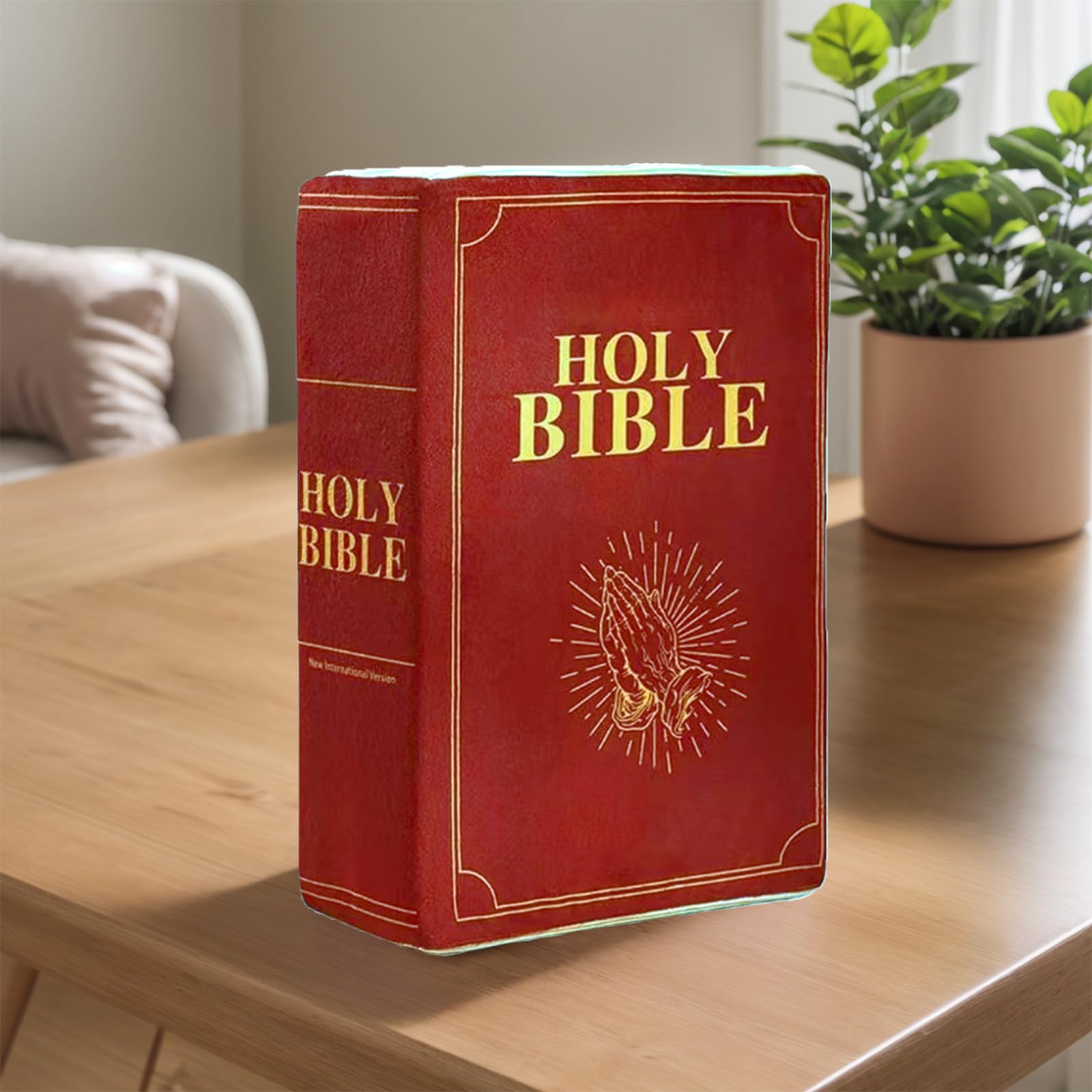 Foto 4 pulgar | Almohada De Felpa Que Se Puede Abrir Con El Libro La Santa Biblia Para Niños - Venta Internacional.