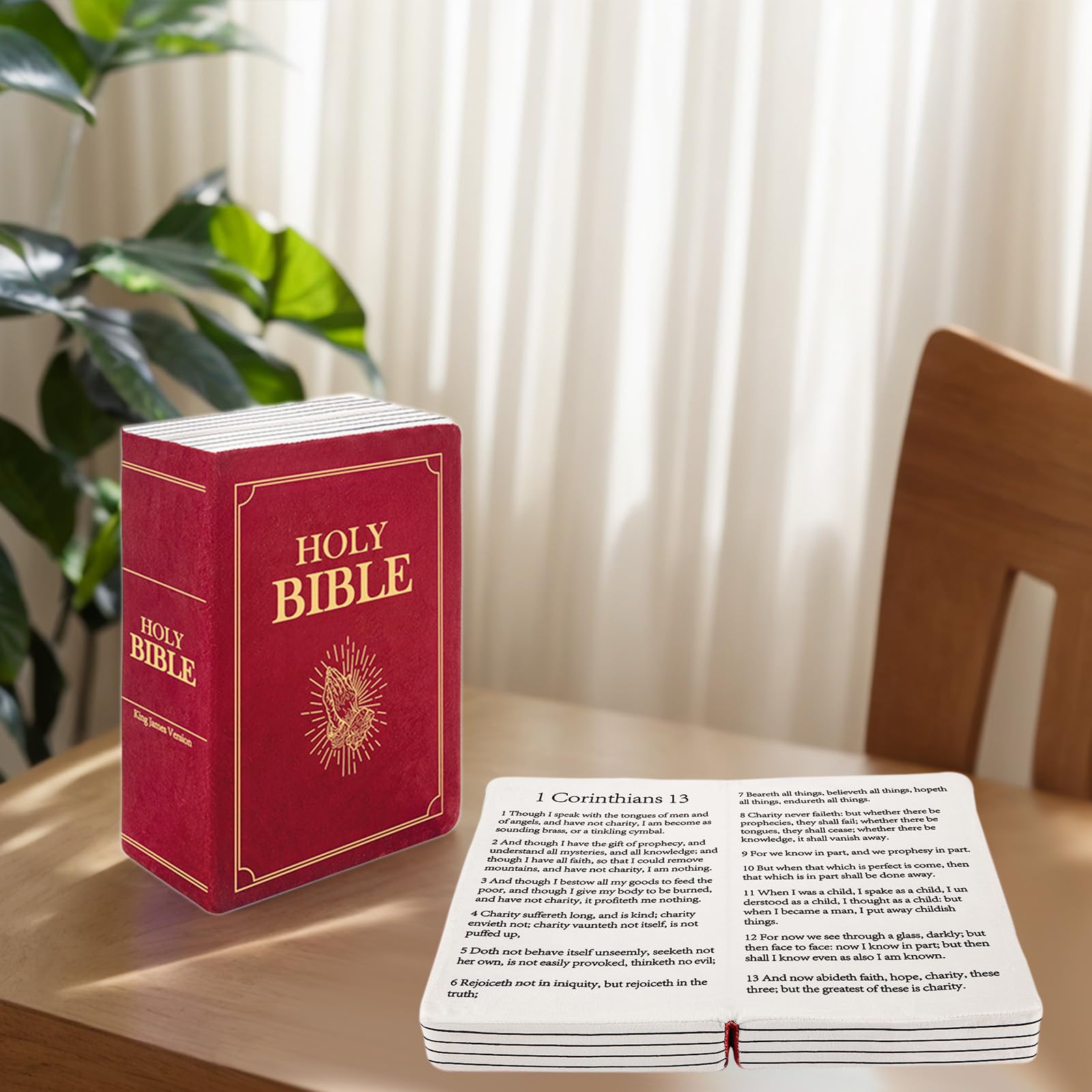 Foto 5 pulgar | Almohada De Felpa Que Se Puede Abrir Con El Libro La Santa Biblia Para Niños - Venta Internacional.