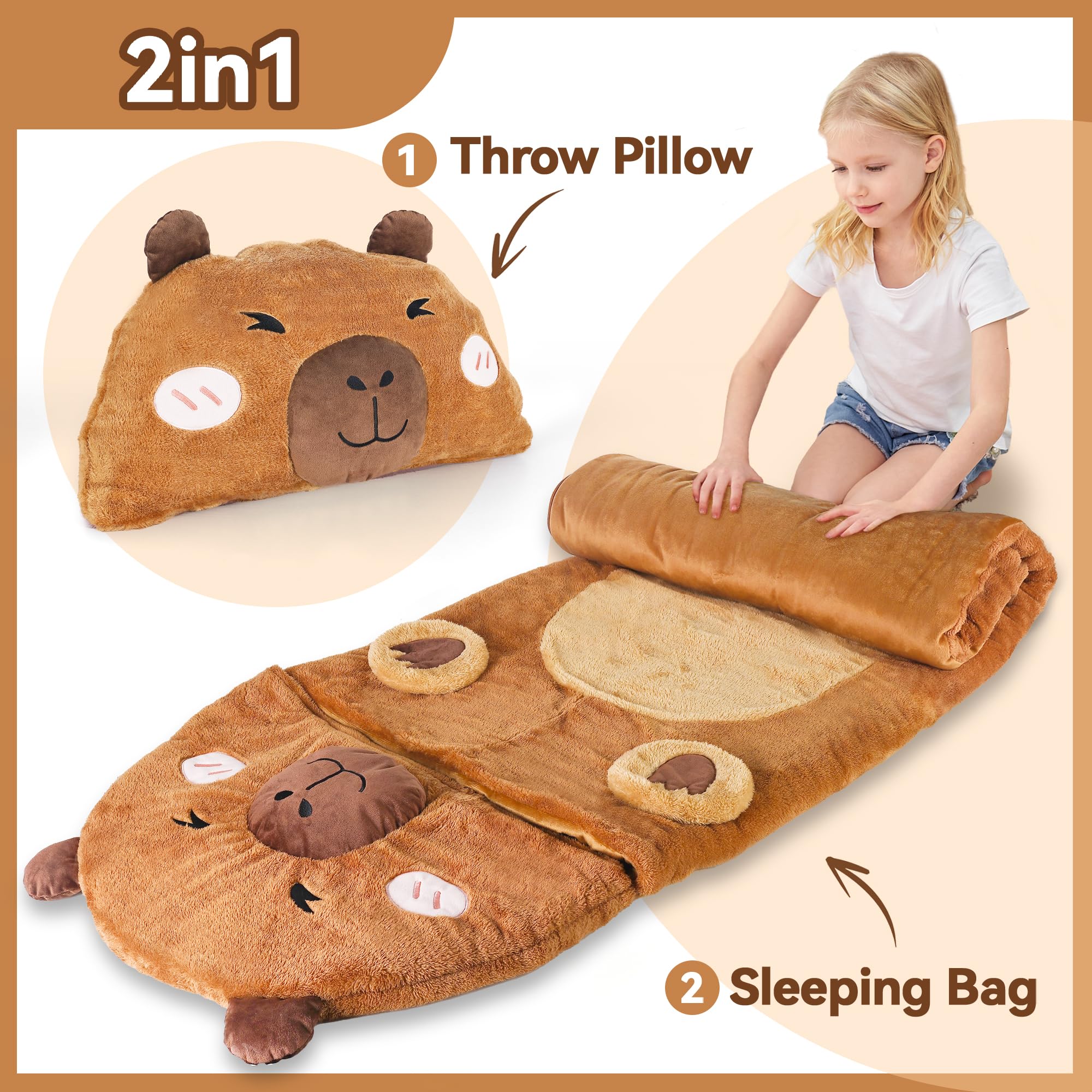 Foto 5 pulgar | Saco De Dormir Iplay Ilearn Plush Capybara Para Niños De 1 A 8 Años - Venta Internacional.