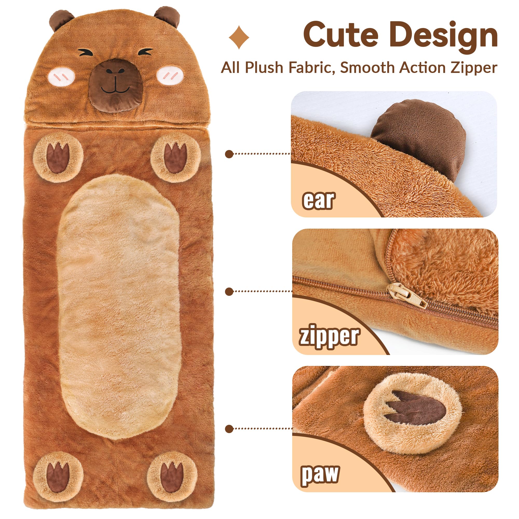 Foto 6 pulgar | Saco De Dormir Iplay Ilearn Plush Capybara Para Niños De 1 A 8 Años - Venta Internacional.
