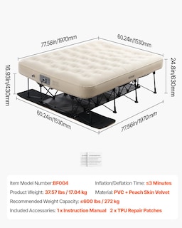 Foto 7 | Colchón Inflable Con Marco Vevor, Cuna De Camping Inflable Para 2 Personas - Venta Internacional.