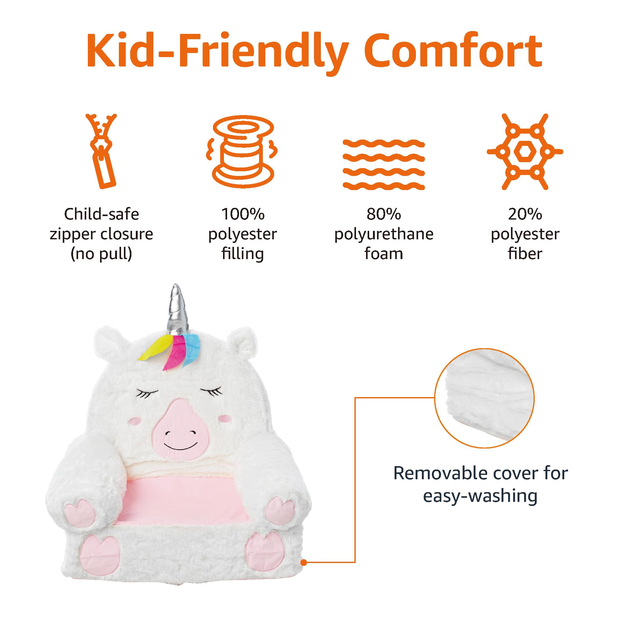 Foto 3 pulgar | Silla De Felpa Para Niños Pequeños Amazon Basics Unicorn Multicolor - Venta Internacional.