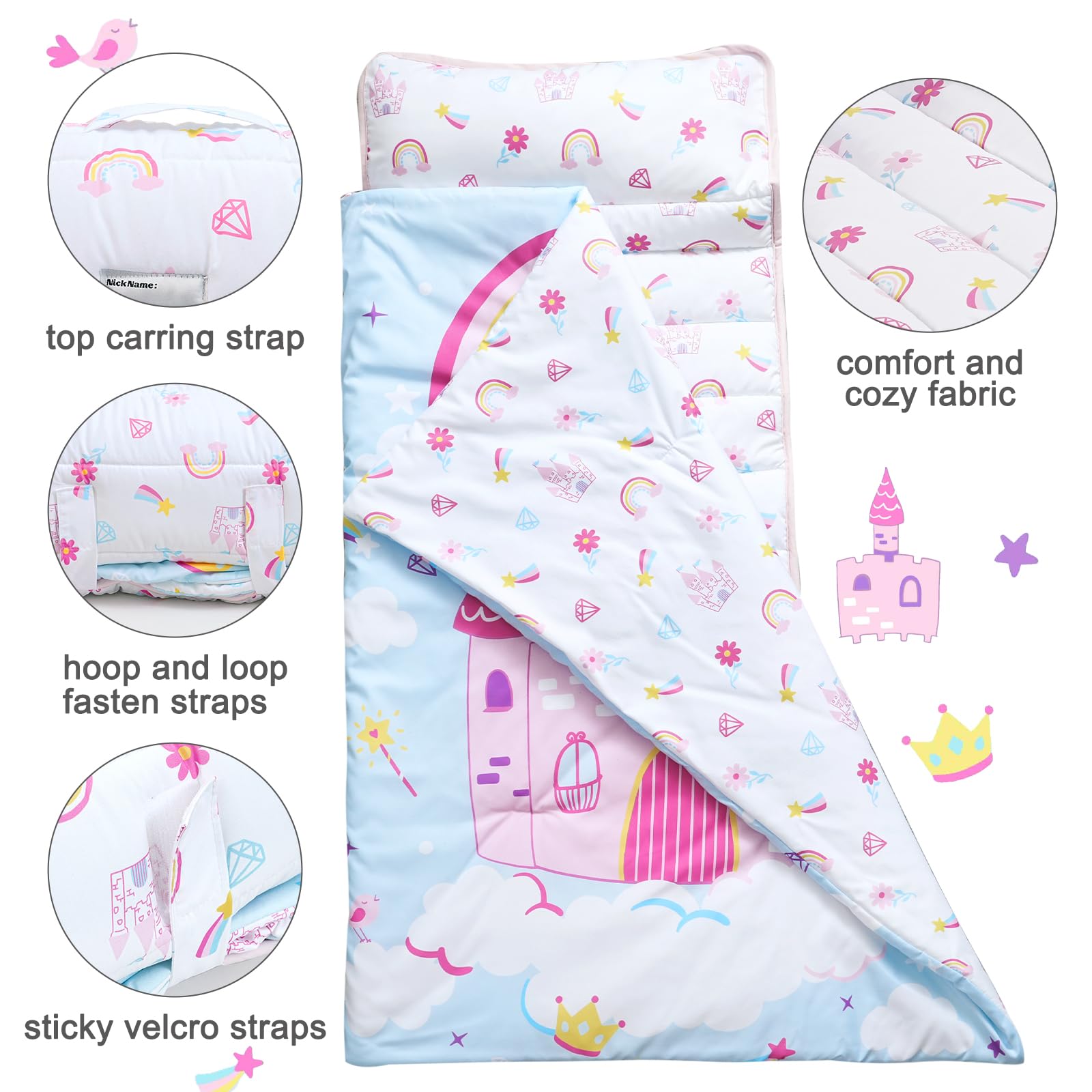 Foto 3 pulgar | Alfombrilla De Siesta Para Niños Pequeños Phf Castle Con Almohada Extraíble Para Niñas De 3 A 6 Años - Venta Int