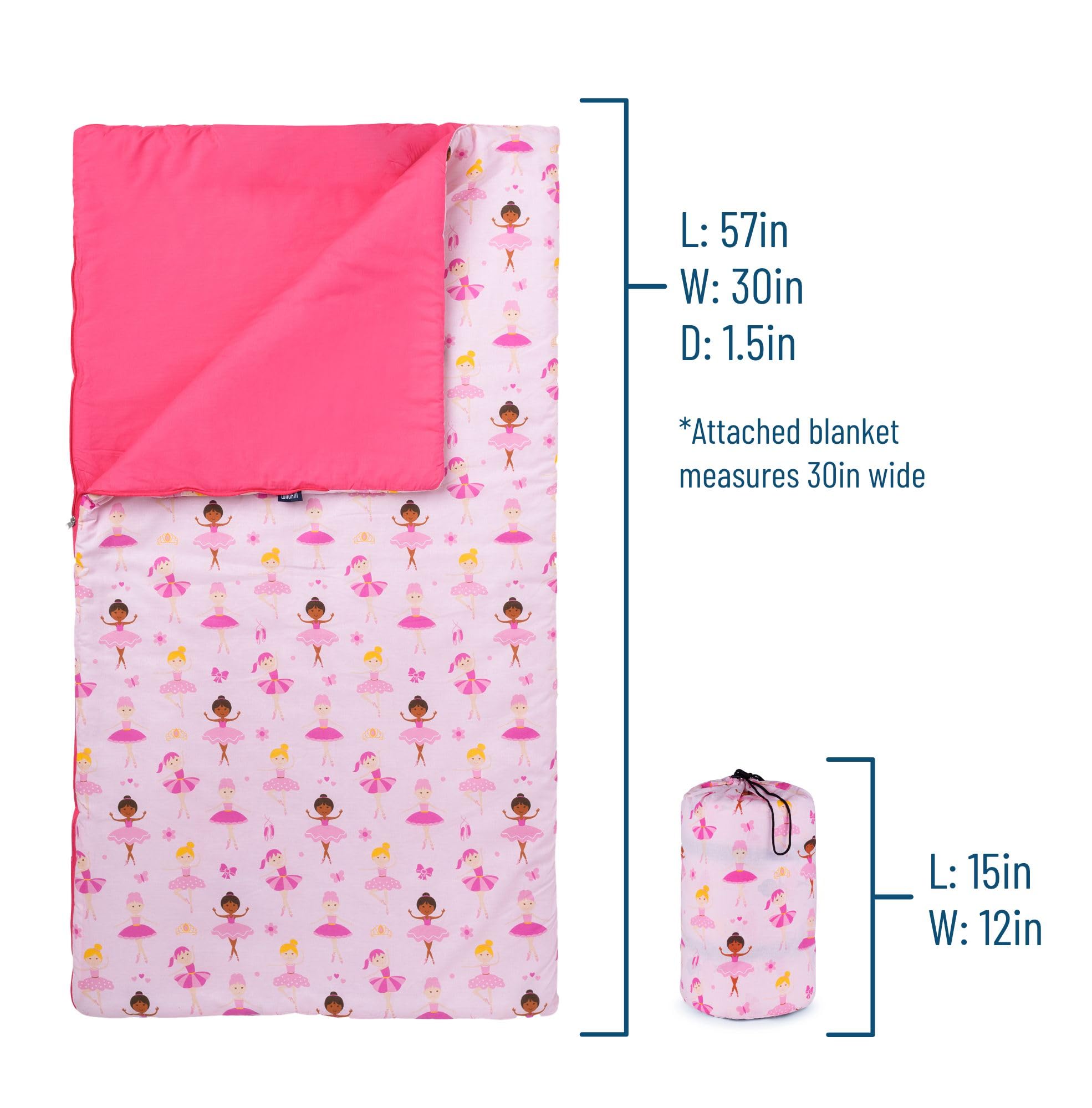 Foto 5 pulgar | Saco De Dormir Wildkin Kids Ballerina, Mezcla De Algodón, 145 X 76 X 4 Cm - Venta Internacional.