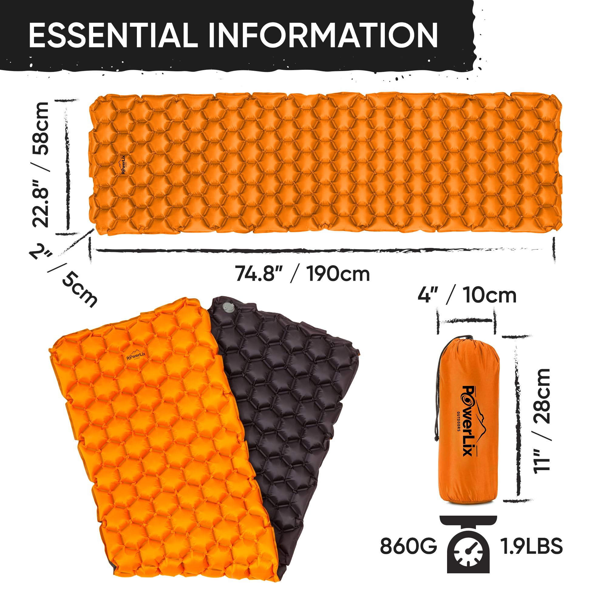 Foto 7 pulgar | Colchoneta Hinchable Ultraligera Powerlix Para Acampar - Venta Internacional.