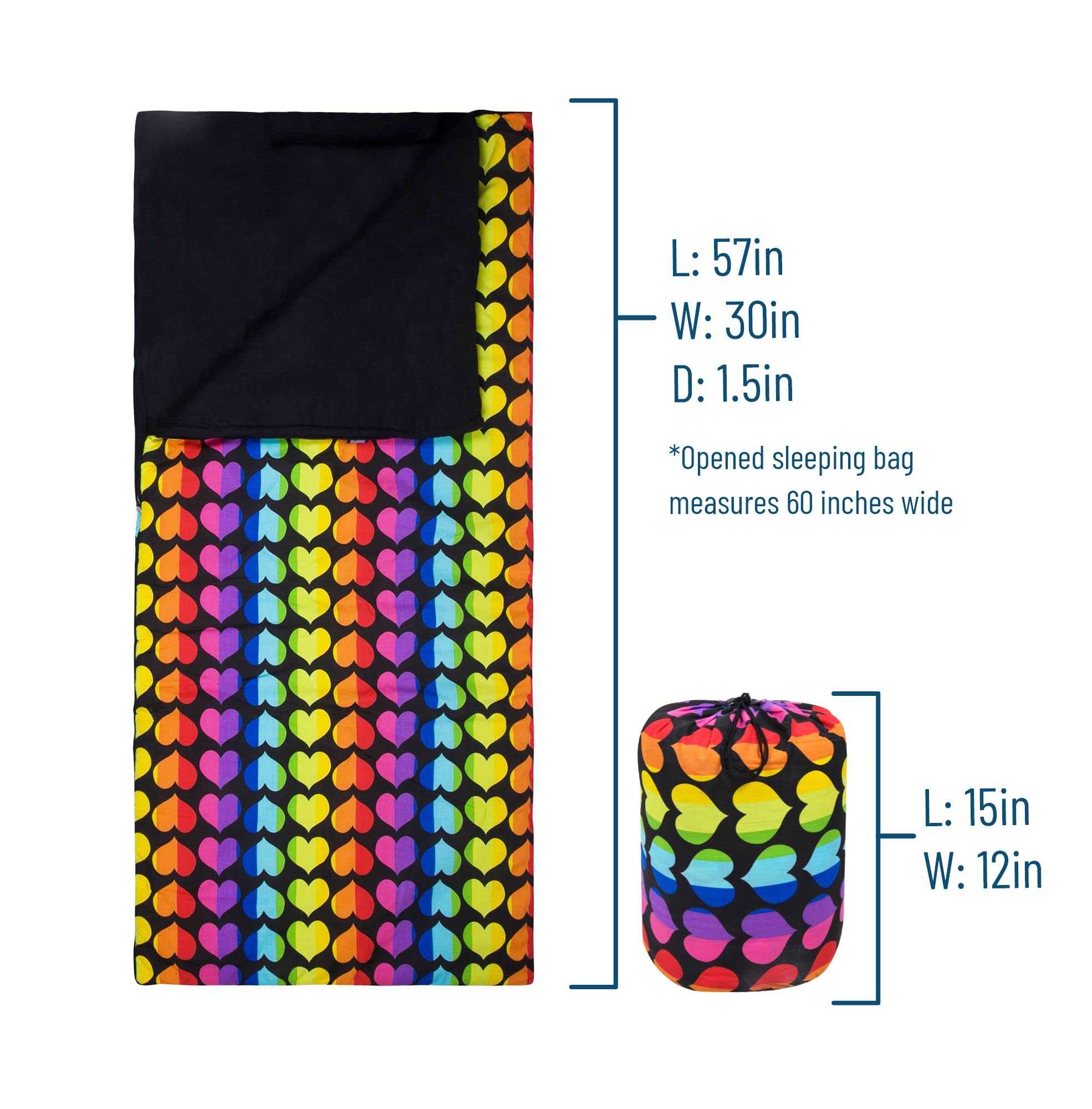 Foto 6 pulgar | Saco De Dormir Wildkin Kids Rainbow Hearts, Mezcla De Algodón - Venta Internacional.