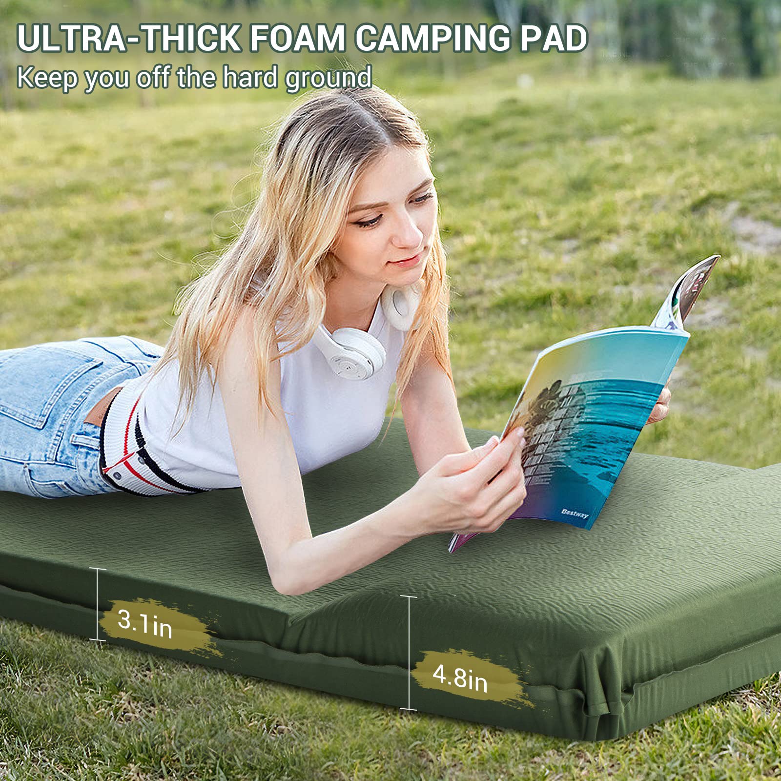 Foto 4 pulgar | Almohadilla Para Dormir Elegear, Autoinflable, De Espuma Viscoelástica De 3,1 Cm Con Almohada - Venta Internacional.