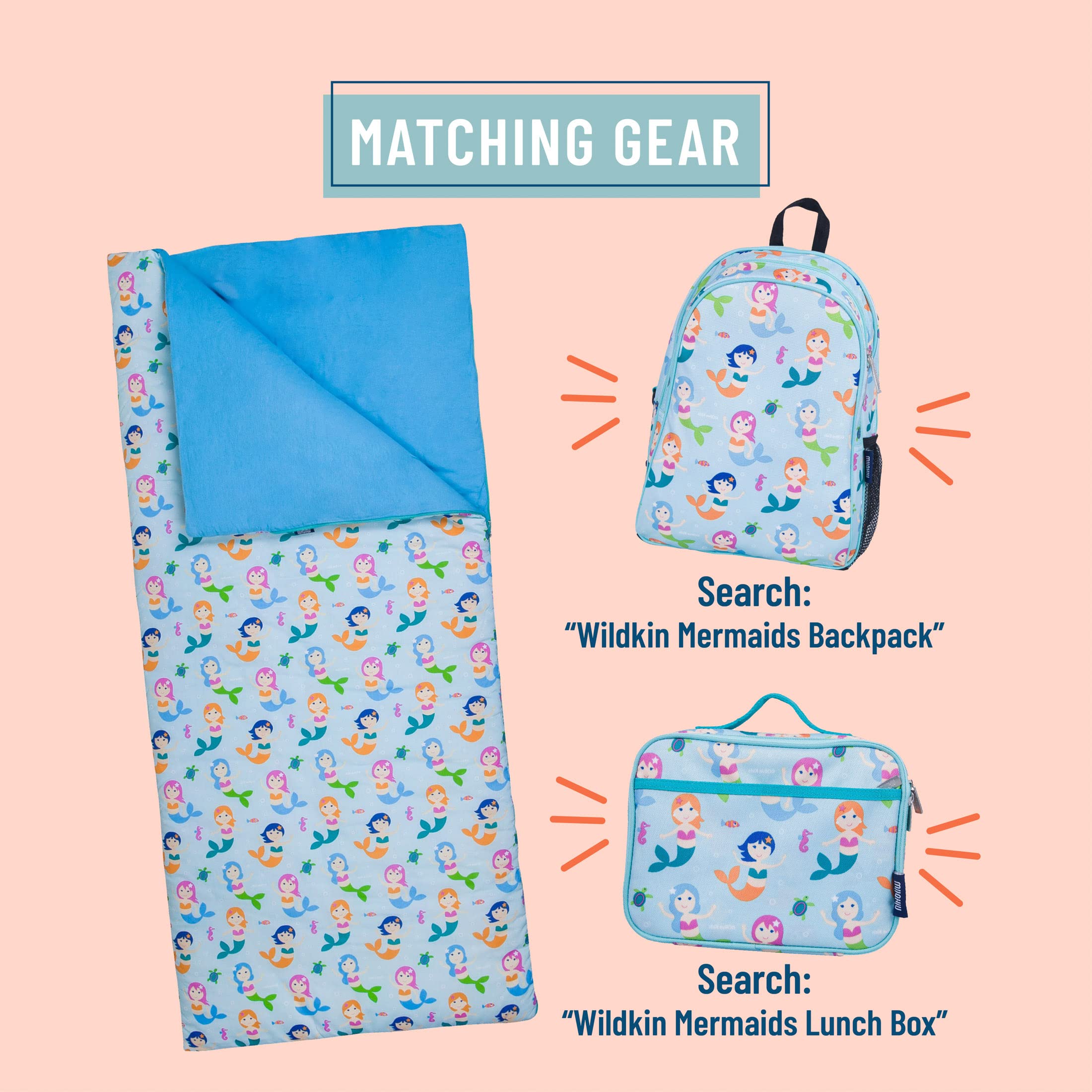 Foto 3 | Saco De Dormir Wildkin Kids Con Diseño De Sirenas, Mezcla De Algodón, 145 X 76 X 4 Cm - Venta Internacional.
