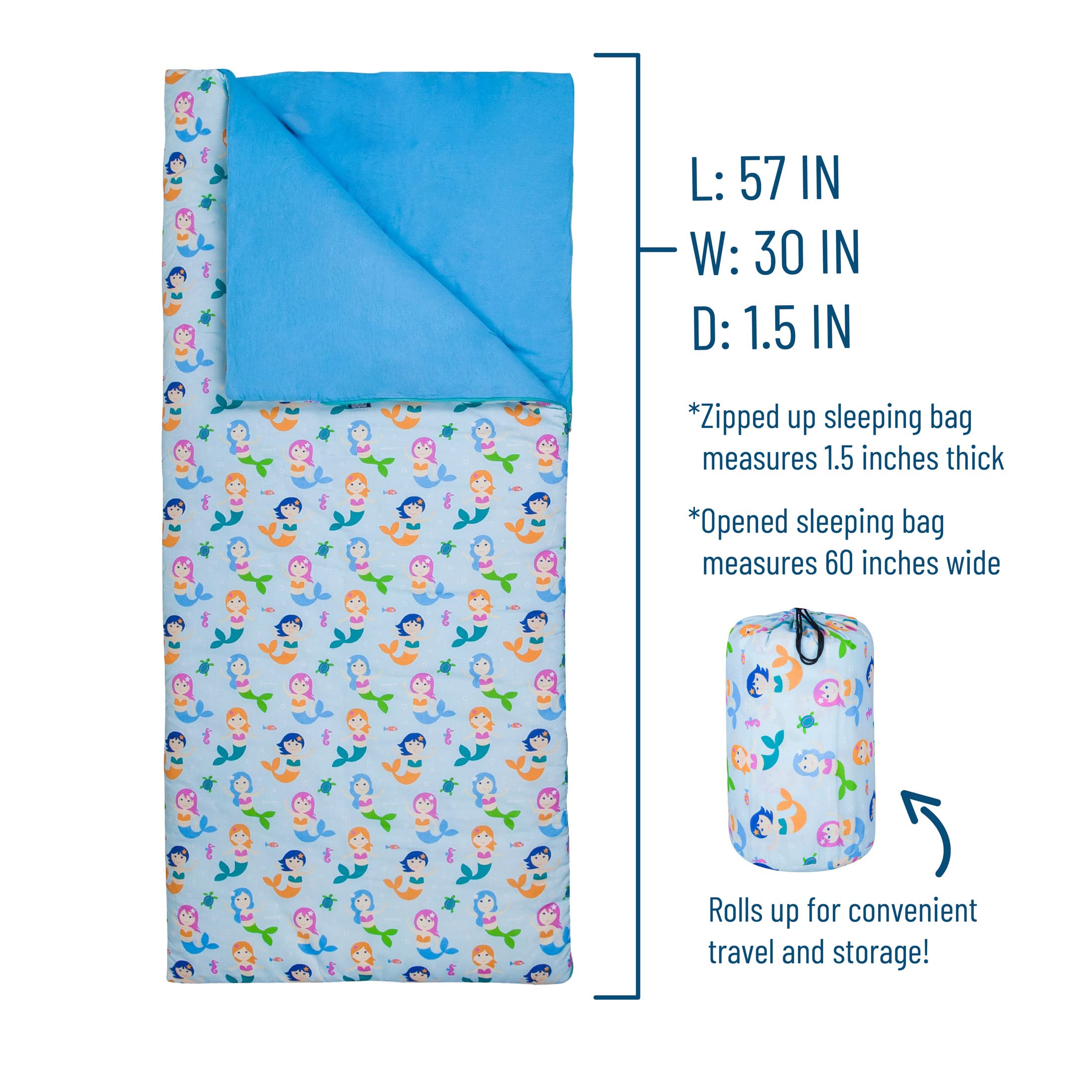 Foto 5 pulgar | Saco De Dormir Wildkin Kids Con Diseño De Sirenas, Mezcla De Algodón, 145 X 76 X 4 Cm - Venta Internacional.