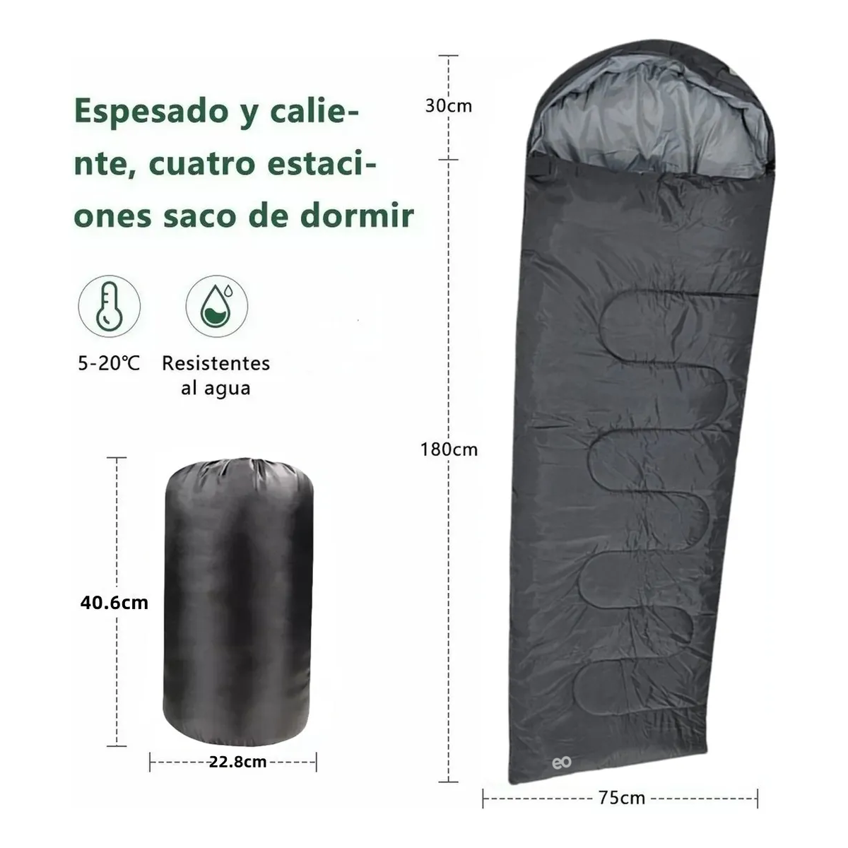 Foto 3 pulgar | Bolsa De Dormir Exterior Camping Eo Safe Imports Esi-20152 Gris