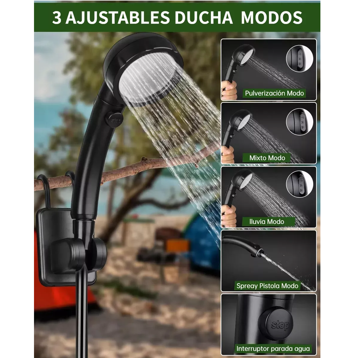 Foto 3 pulgar | Ducha Portátil Para Acampar Al Aire Libre Eléctricas Eo Safe Imports Esi-17792 Negro