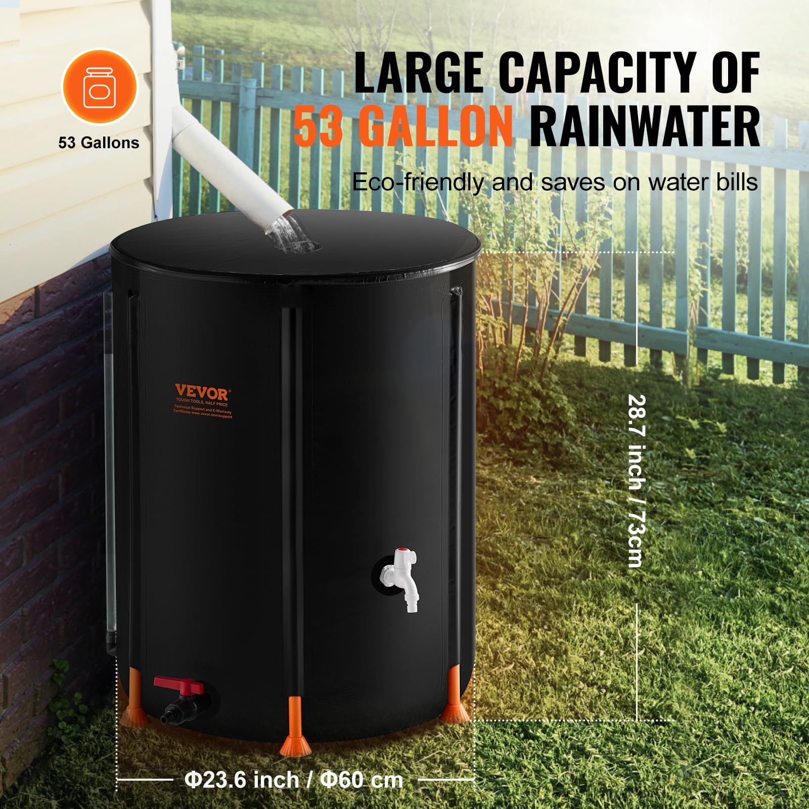 Foto 4 | Barril De Lluvia Plegable Vevor 201l Portátil Con Grifos De 53 Galones - Venta Internacional.