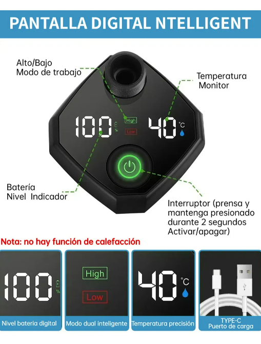 Foto 4 pulgar | Ducha Portátil Xtellar Para Acampar, Recargable 6000mah, Con Pantalla Led Y 4 Modos De Pulverización, Impermeable Ipx7