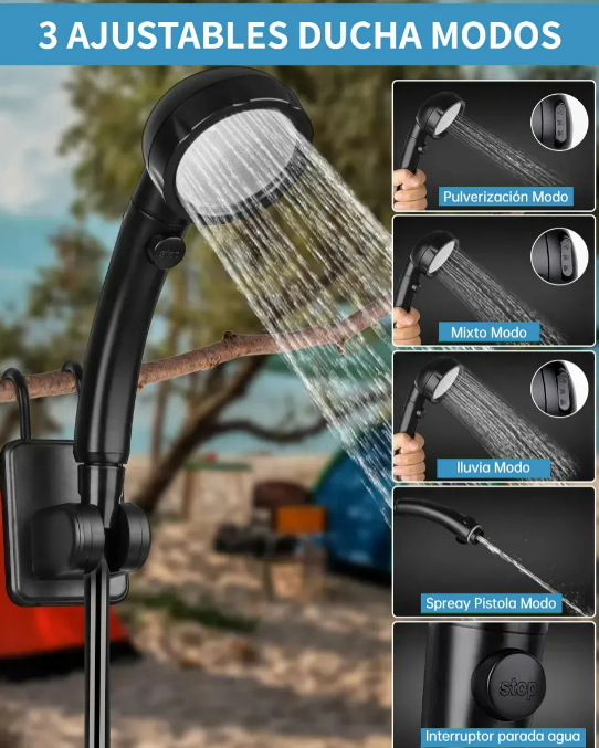 Foto 5 pulgar | Ducha Portátil Xtellar Para Acampar, Recargable 6000mah, Con Pantalla Led Y 4 Modos De Pulverización, Impermeable Ipx7