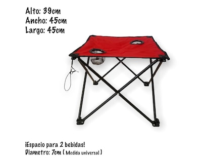 Foto 2 | Mesa Plegable Portátil para Playa y Camping Rojo