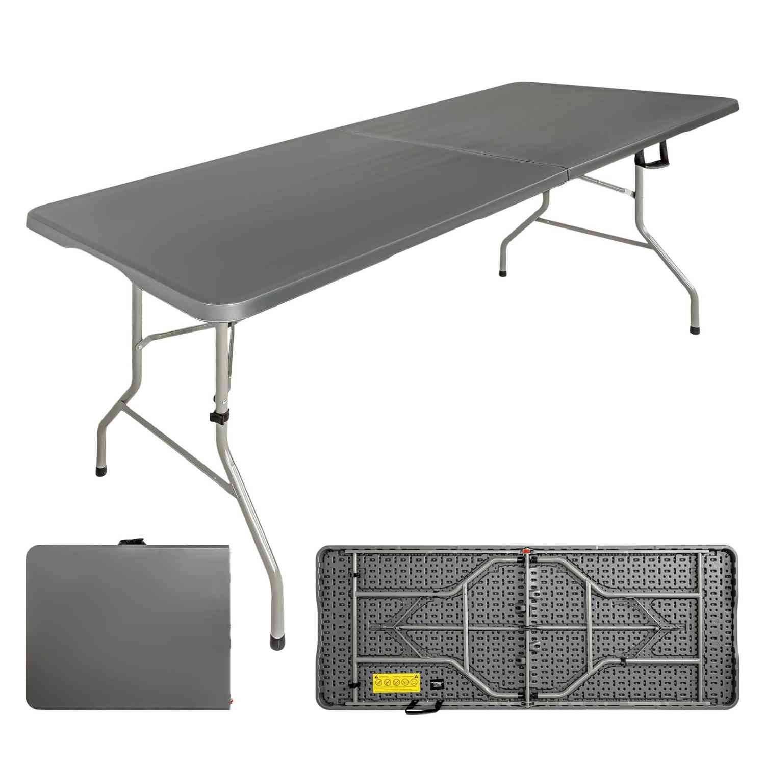 Foto 2 pulgar | Mesa Plegable 1.80m Portafolio Jardin Exterior Camping Gris Jardimex