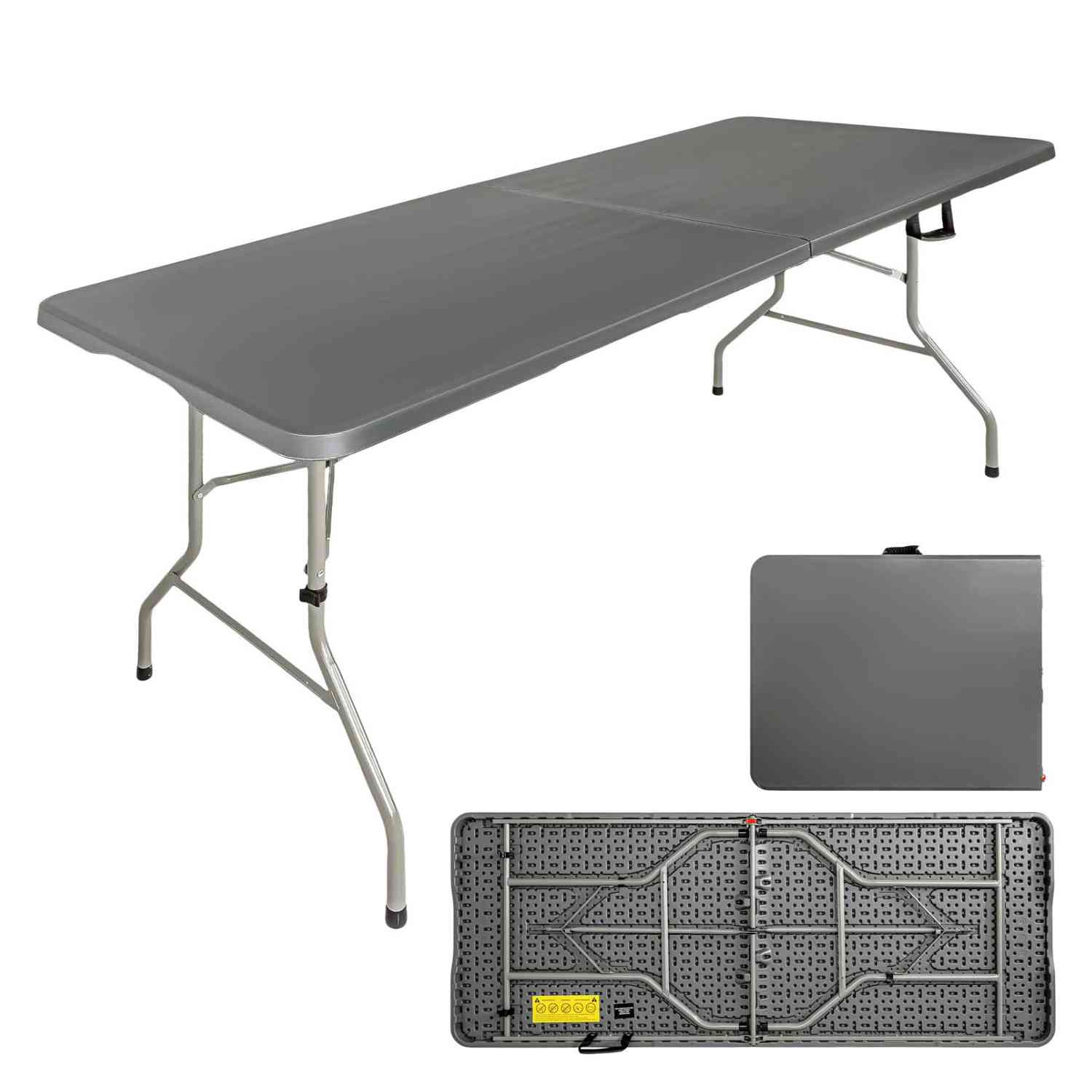 Foto 3 pulgar | Mesa Plegable 1.80m Portafolio Jardin Exterior Camping Gris Jardimex