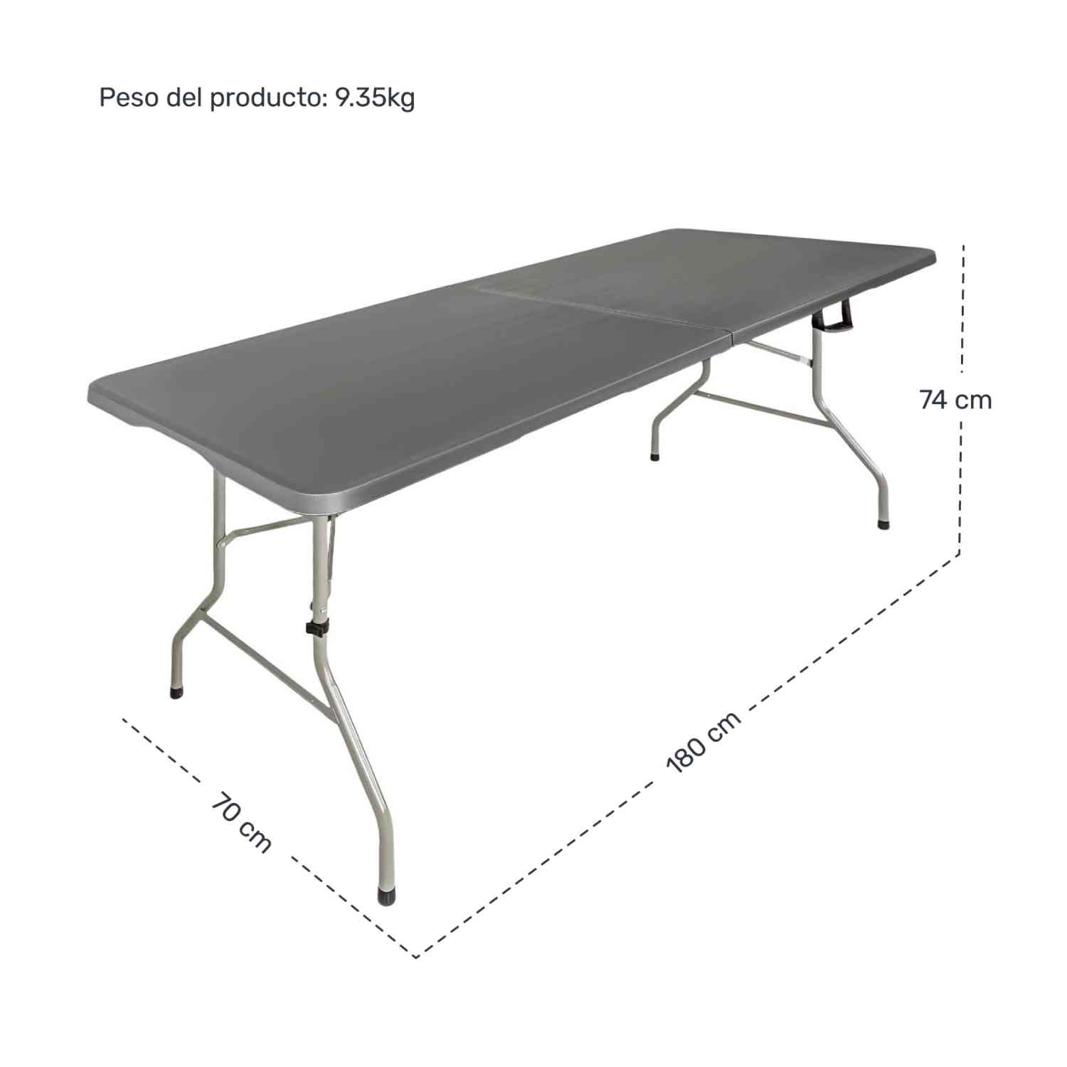 Foto 9 pulgar | Mesa Plegable 1.80m Portafolio Jardin Exterior Camping Gris Jardimex