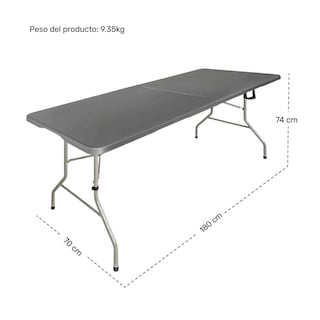 Foto 8 | Mesa Plegable 1.80m Portafolio Jardin Exterior Camping Gris Jardimex