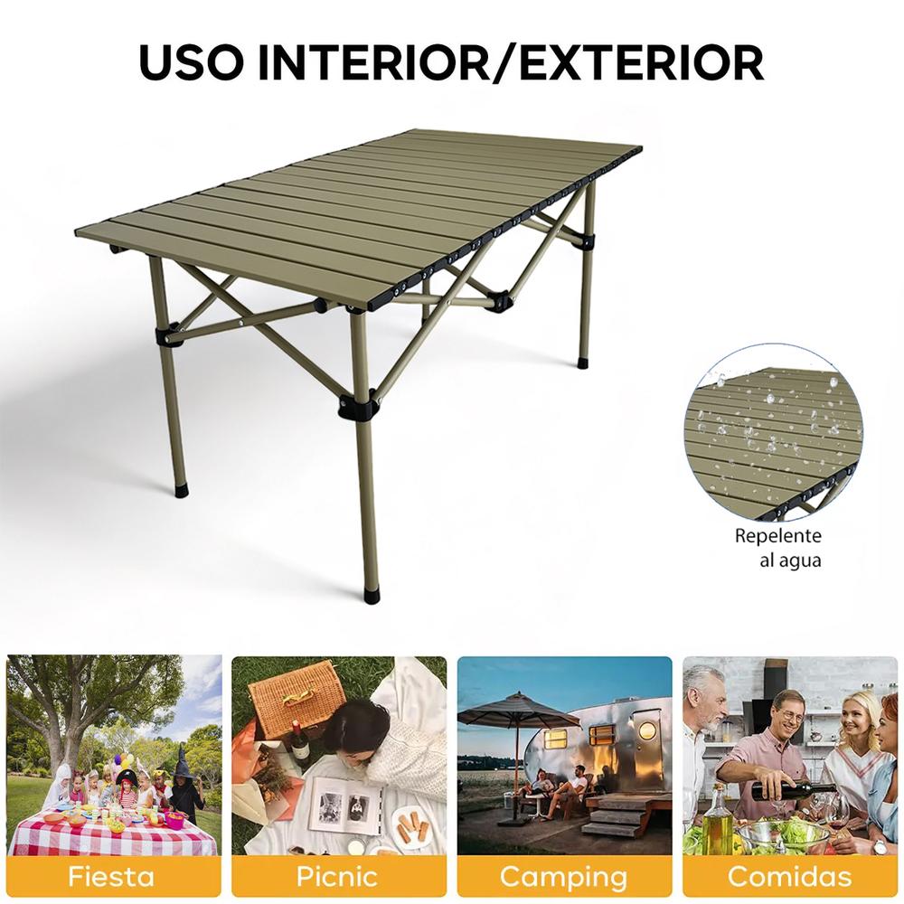 Foto 3 | Mesa De Jardin Camping Exterior Enrollable Resistente 120cm