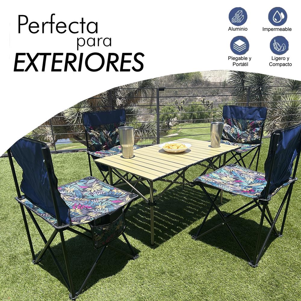 Foto 4 | Mesa De Jardin Camping Exterior Enrollable Resistente 120cm
