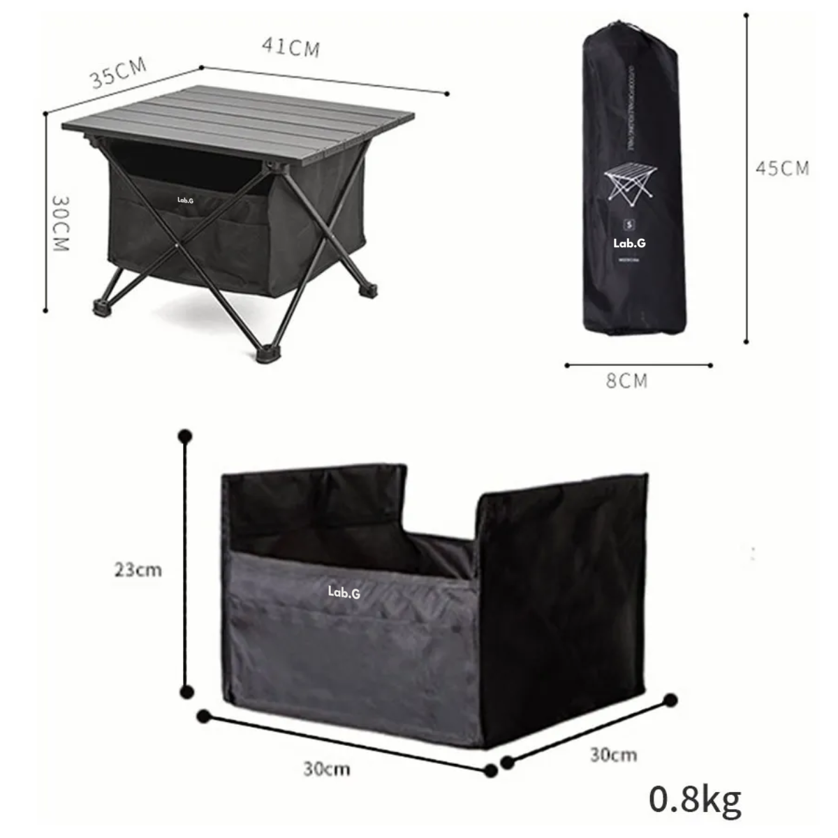 Foto 4 pulgar | Mesa De Camping Plegable Portátil Con Bolsa Almacenamiento Lab.g Negro
