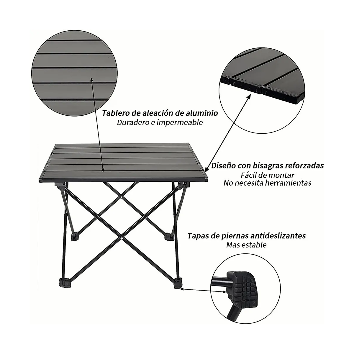 Foto 5 pulgar | Mesa De Camping Plegable Portátil Con Bolsa Almacenamiento Lab.g Negro