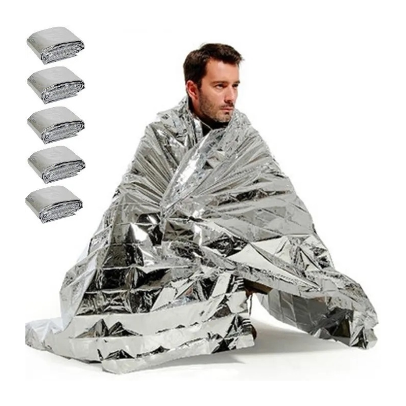 Foto 2 pulgar | Paquete De Mantas Térmicas De Aluminio, 5 Unidades, Para Acampar Y Supervivencia - Venta Internacional.