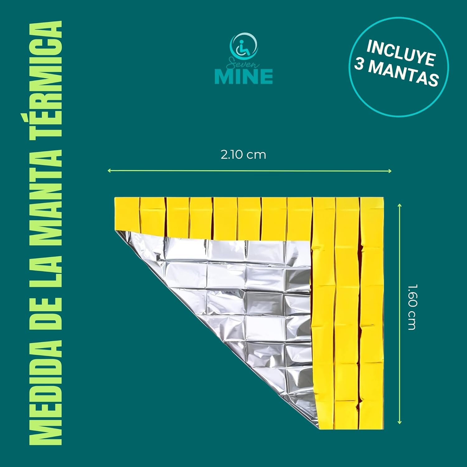 Foto 3 pulgar | 3 Mantas Termicas De Supervivencia De Emergencia De 12 Micras | Aluminizada