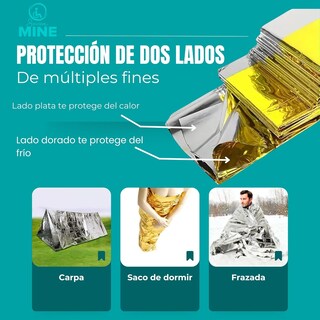 Foto 5 | 3 Mantas Termicas De Supervivencia De Emergencia De 12 Micras | Aluminizada