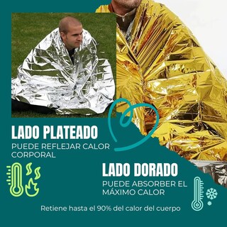 Foto 7 | 3 Mantas Termicas De Supervivencia De Emergencia De 12 Micras | Aluminizada