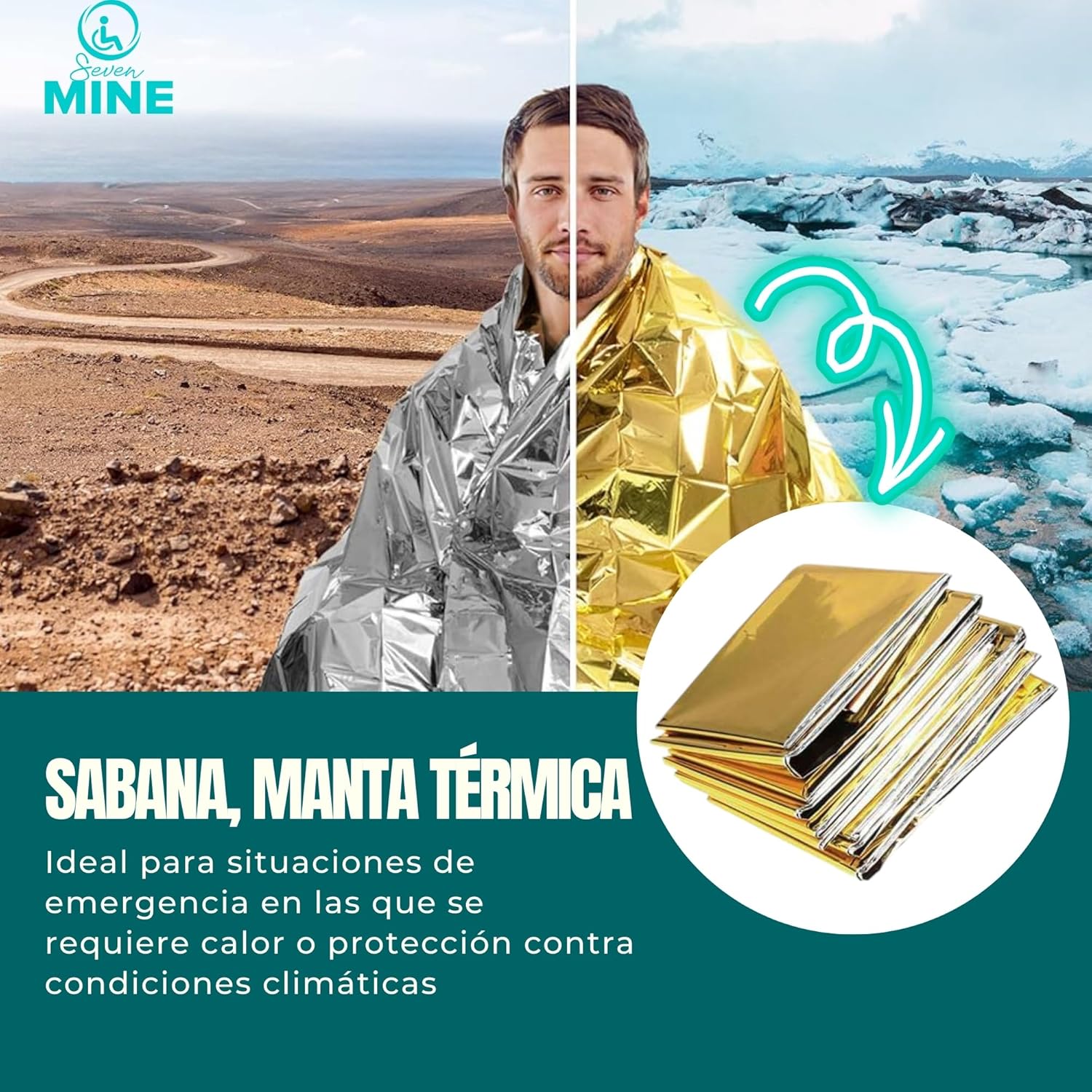 Foto 8 | 3 Mantas Termicas De Supervivencia De Emergencia De 12 Micras | Aluminizada