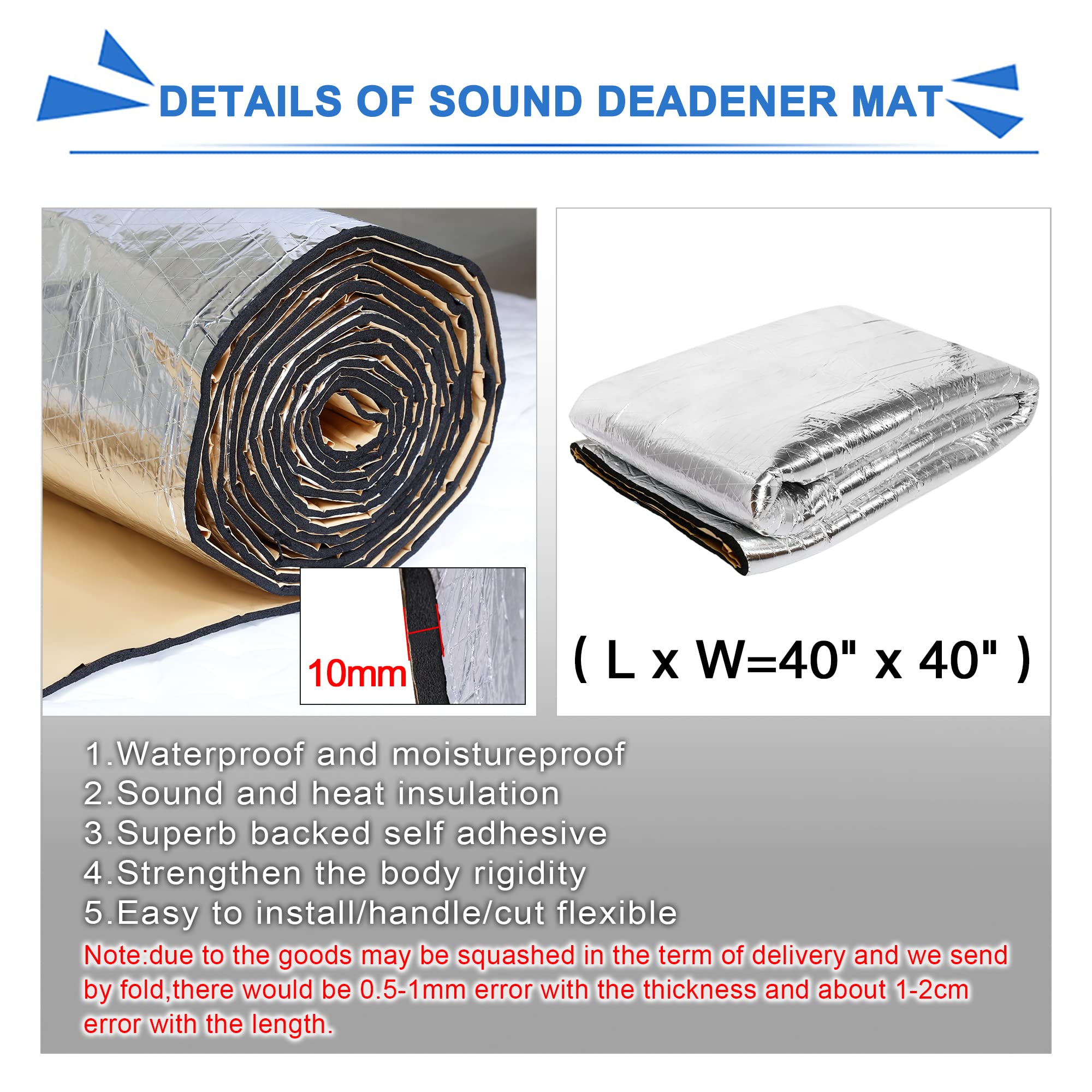 Foto 2 | Alfombrilla Aislante Para Amortiguar El Sonido Del Calor Del Coche, Uxcell, 40 X 40 Cm - Venta Internacional.