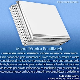 Foto 2 | Juego De 3 Mantas Térmicas Xtellar Resistentes E Impermeables Ideal Para Camping Y Emergencias 130x210 Cm
