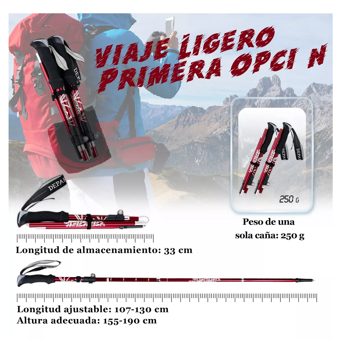 Foto 3 pulgar | Set 2 Bastón Plegable Ligero Senderismo Escalar Caminar  Eo Safe Imports Esi-9459 Multicolor