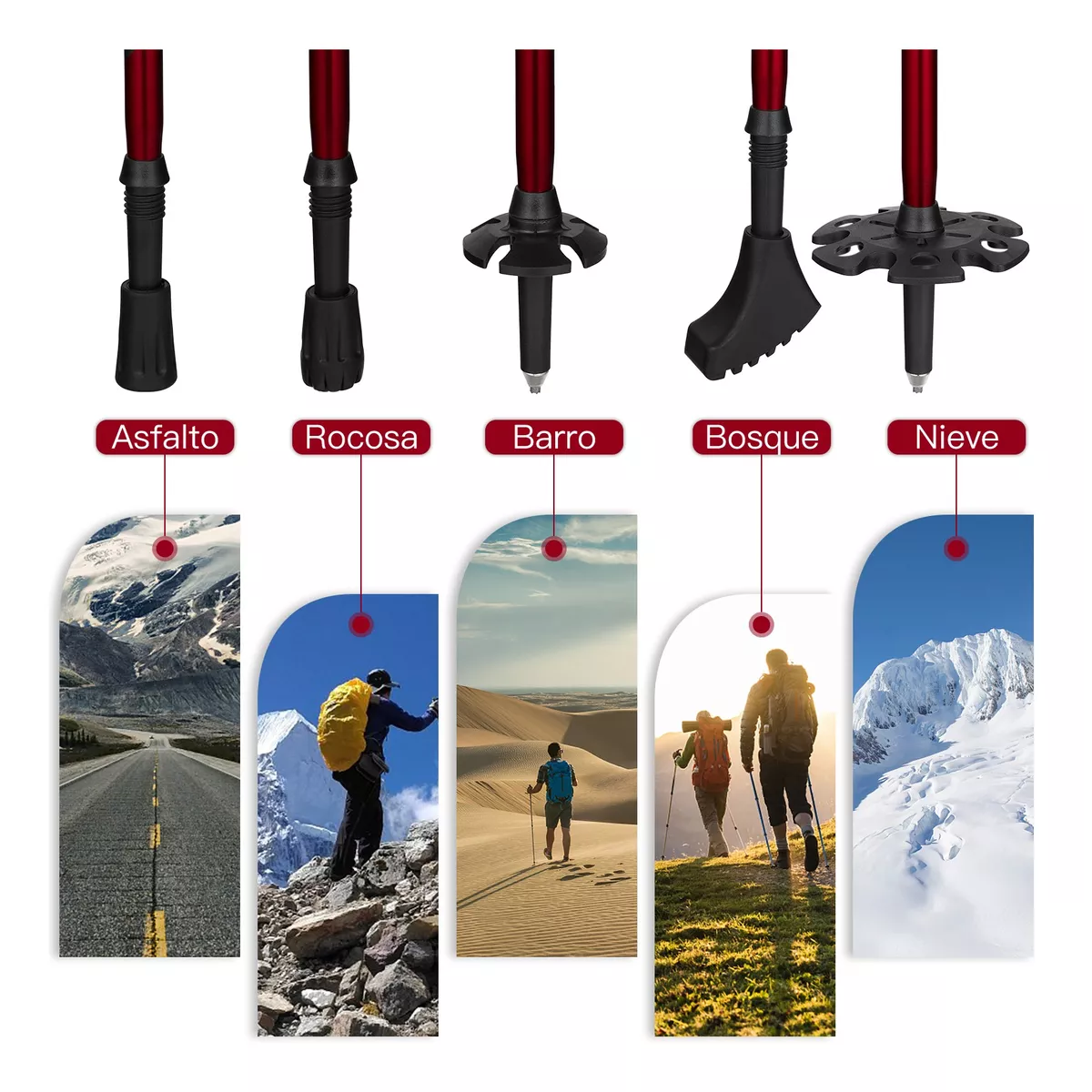 Foto 4 pulgar | Set 2 Bastón Plegable Ligero Senderismo Escalar Caminar  Eo Safe Imports Esi-9459 Multicolor