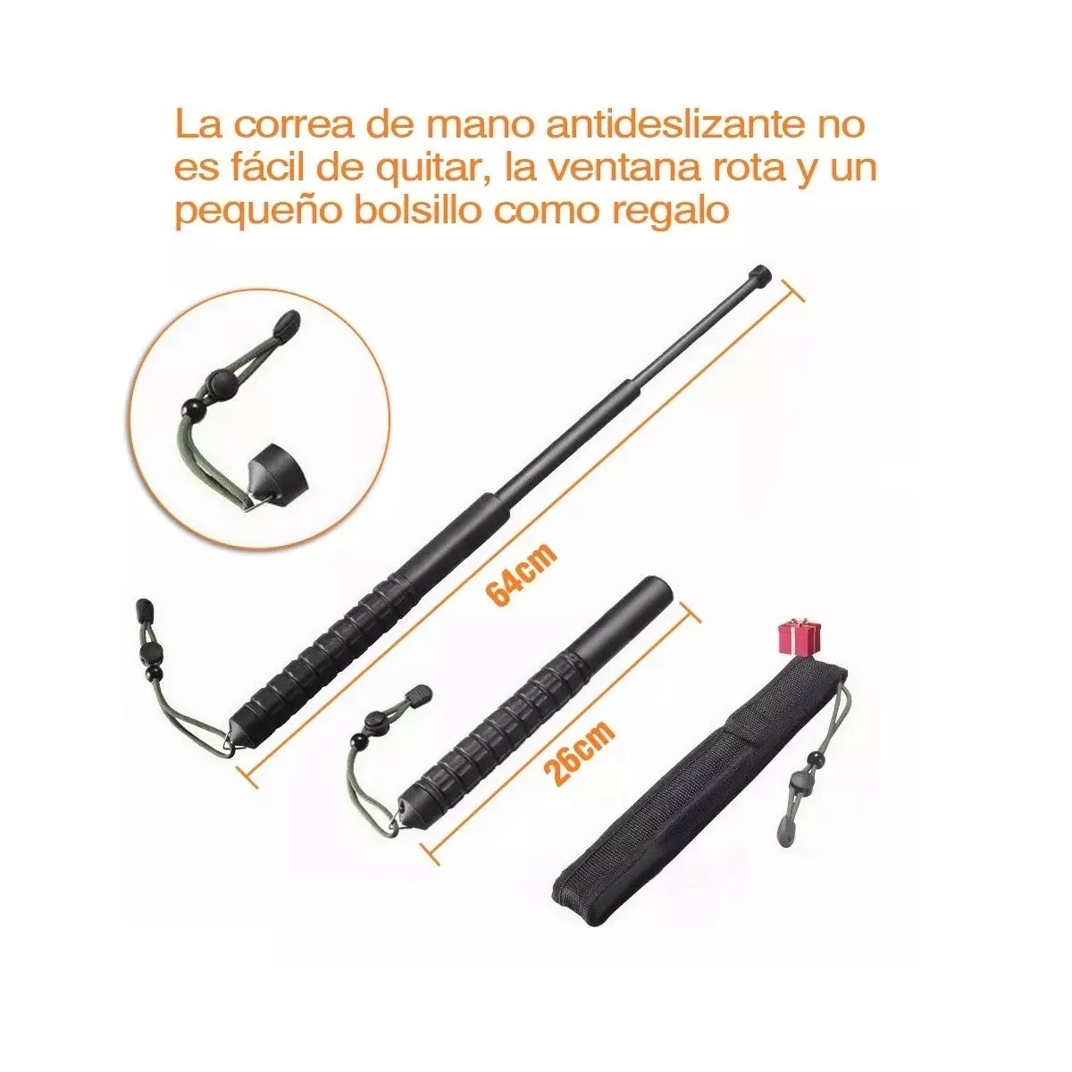 Foto 2 | 2 Pcs Bastón Retráctil Defensa Personal Seguridad 128 Cm Eo Safe Imports Esi-13261 Negro