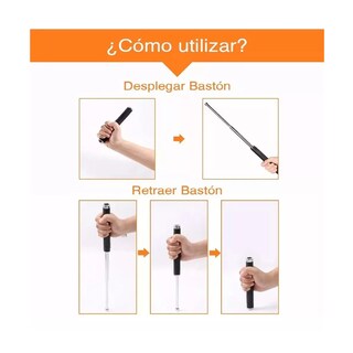 Foto 3 | 2 Pcs Bastón Retráctil Defensa Personal Seguridad 128 Cm Eo Safe Imports Esi-13261 Negro