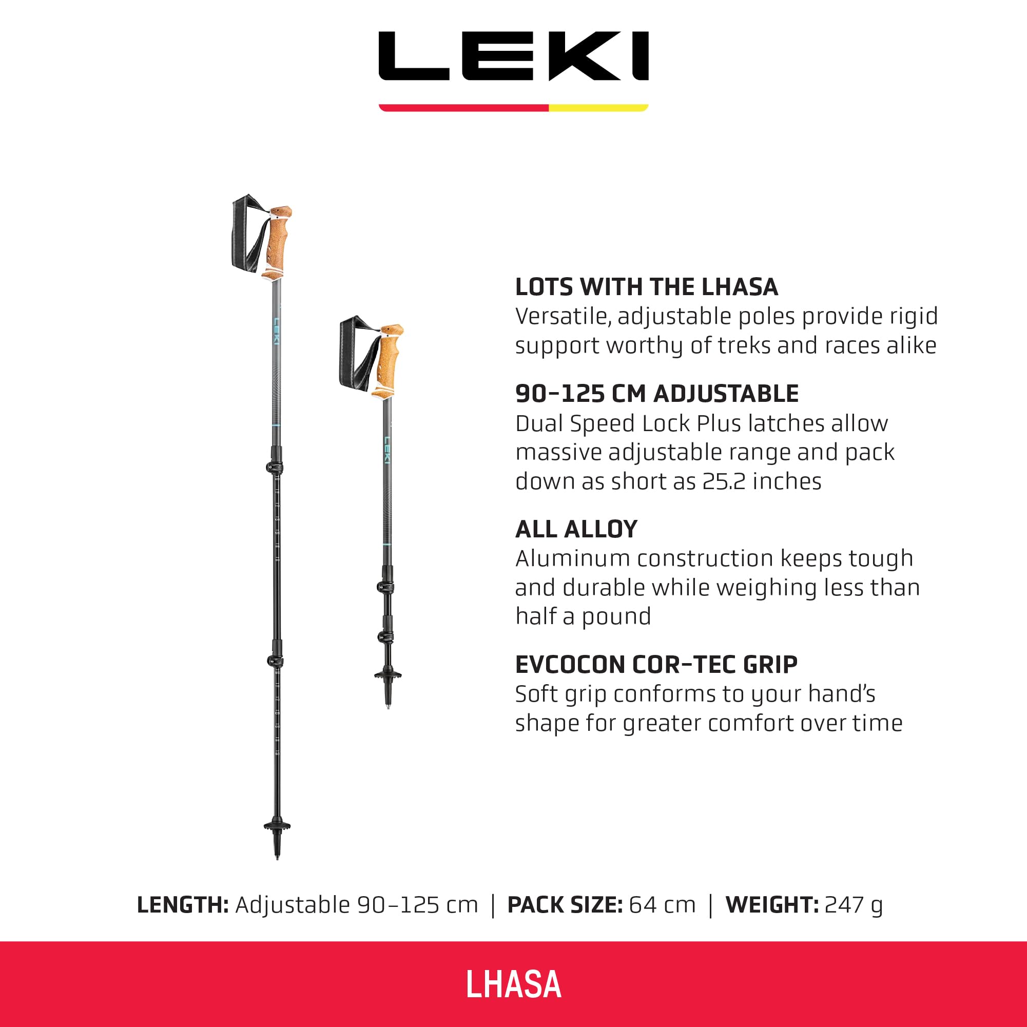 Foto 3 pulgar | Bastones De Senderismo Leki Lhasa De Aluminio Ajustables De 90 A 125 Cm - Venta Internacional.