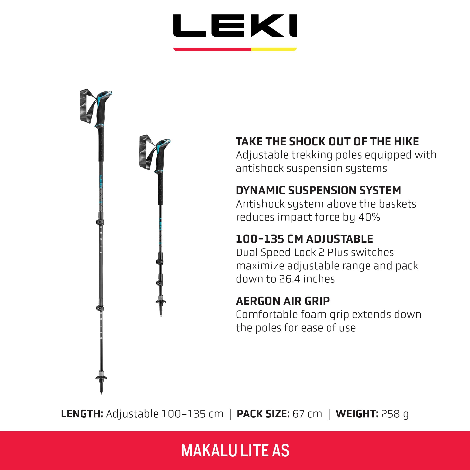 Foto 3 pulgar | Bastones De Senderismo Leki Makalu Lite As De Aluminio 100-135 Cm - Negro - Venta Internacional.